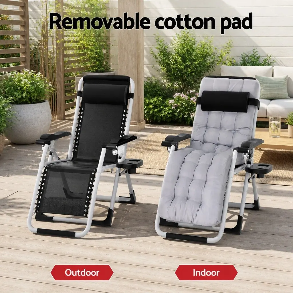 Folding Sun Lounger Outdoor Lounge Chair with Adjustable Backrest and Headrest