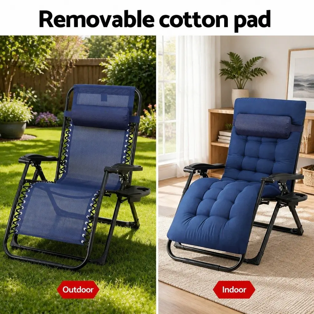 Folding Sun Lounger Outdoor Chair Adjustable Reclining XL