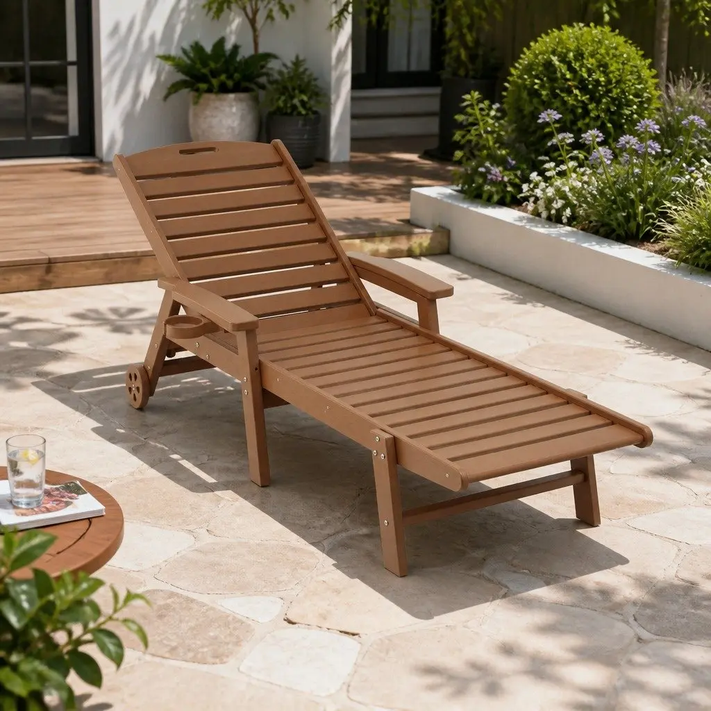Sun Lounge Chair Outdoor Adjustable Chaise Lounger 4-Position 168-202 x 82 x 30-88cm