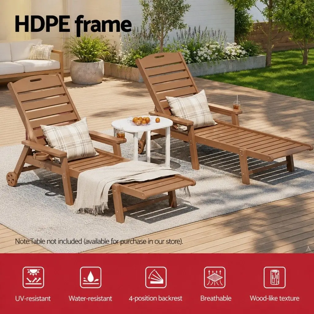 Sun Lounge Chair Outdoor Adjustable Chaise Lounger 4-Position 168-202 x 82 x 30-88cm
