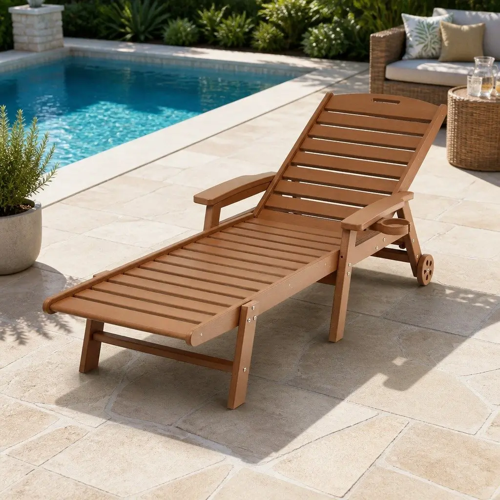 Sun Lounge Chair Outdoor Adjustable Chaise Lounger 4-Position 168-202 x 82 x 30-88cm