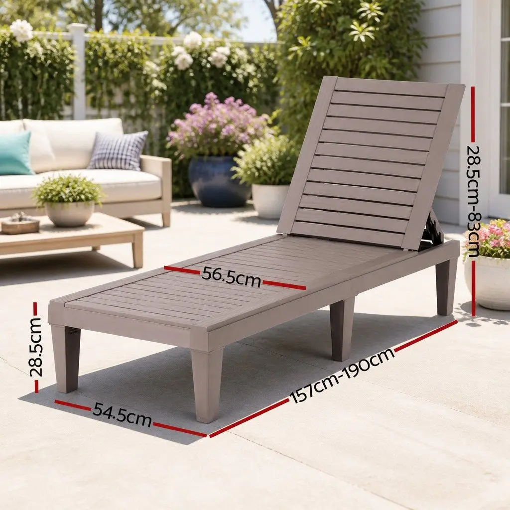 Sun Lounge Adjustable Recliner Chair Outdoor Furniture Patio Lounger Brown 190 x 56.5 x 83 cm
