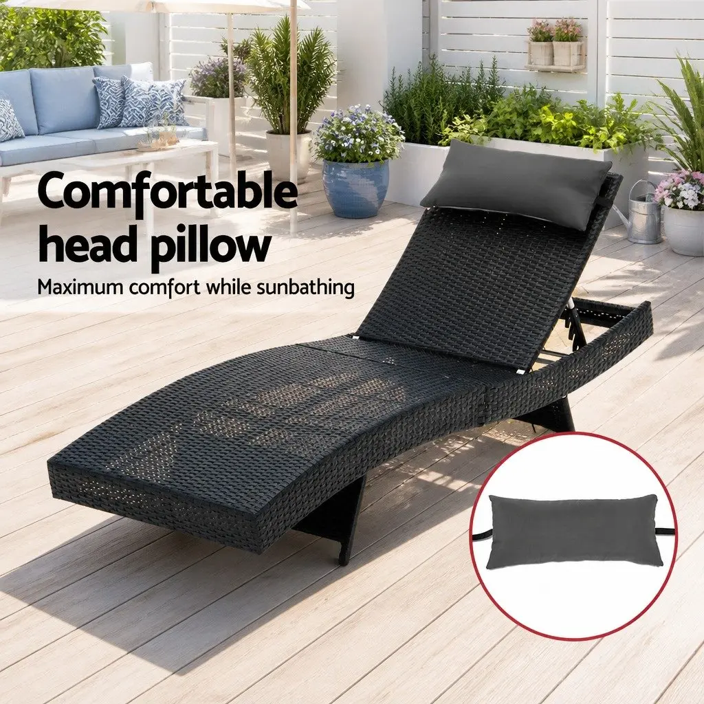 Sun Lounge Chair Outdoor 2PC Adjustable Garden Furniture