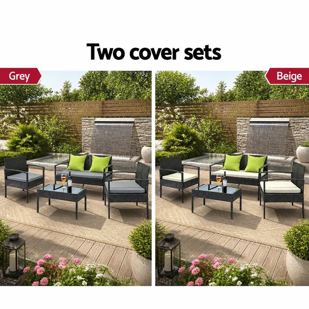 Outdoor Patio Sofa Set 4 Seater Lounge Chairs Coffee Table Garden