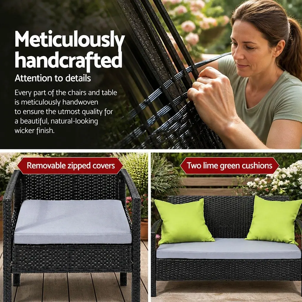 Outdoor Patio Sofa Set 4 Seater Lounge Chairs Coffee Table Garden