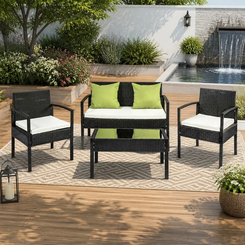 Outdoor Patio Sofa Set 4 Seater Lounge Chairs Coffee Table Garden