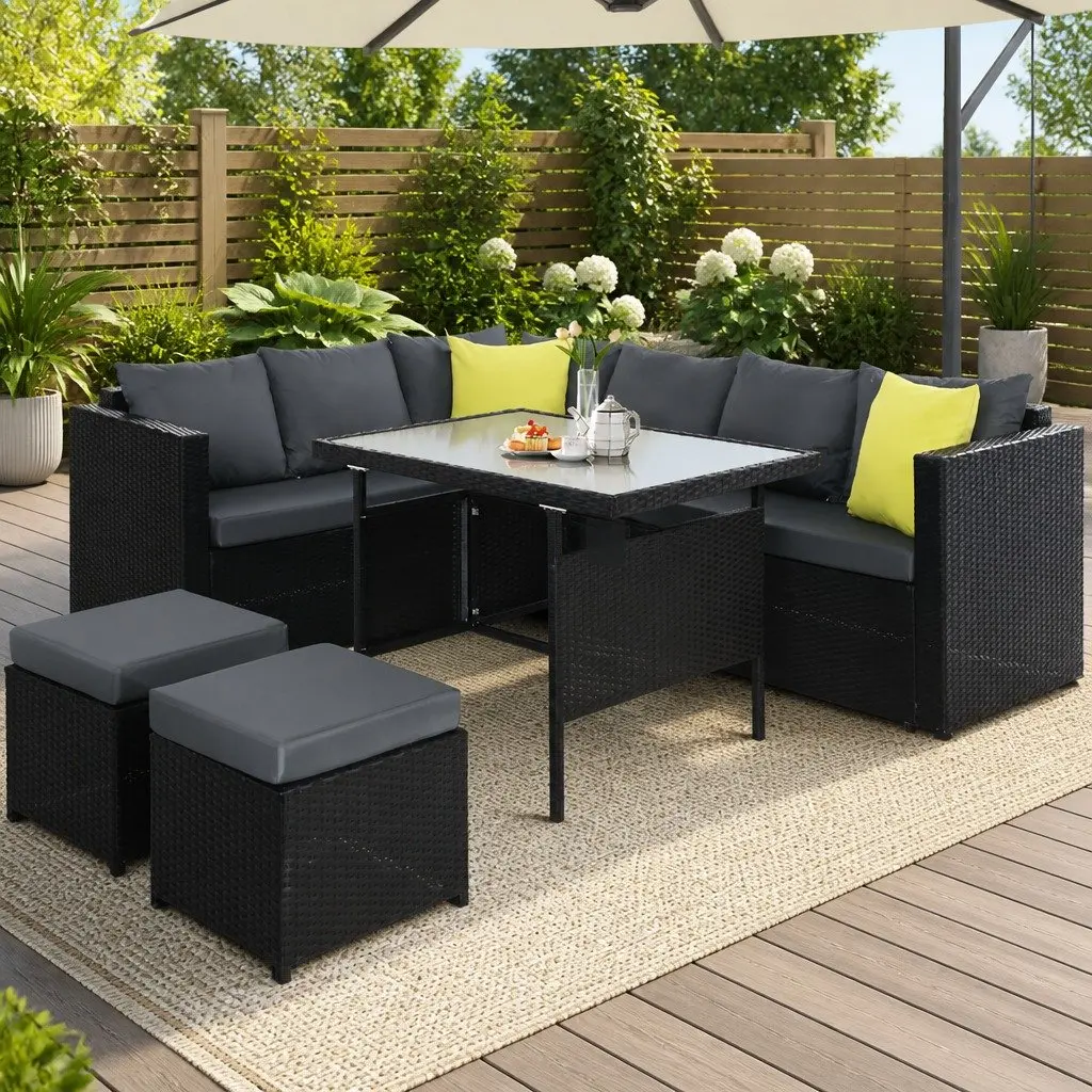 Outdoor Dining Sofa Set with Cushions