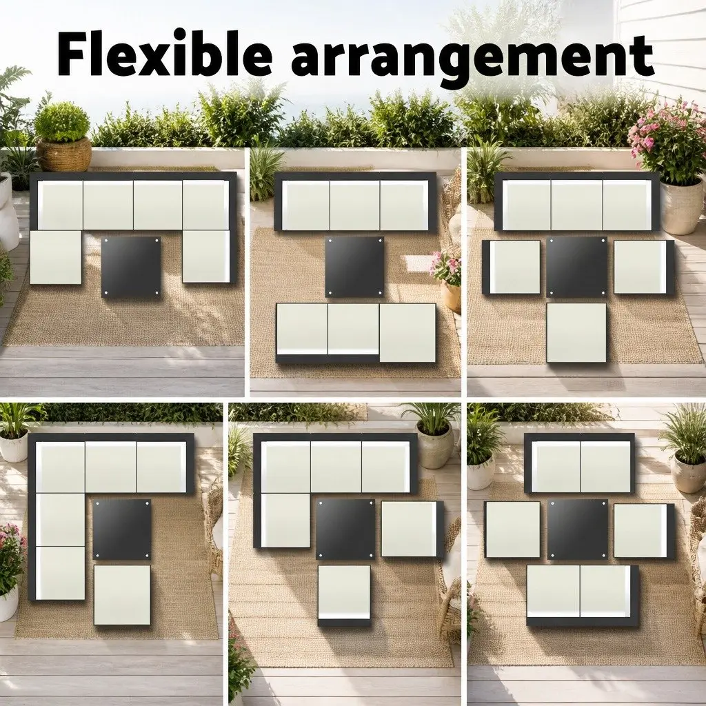 7-Piece Outdoor Sofa Set Wicker Lounge Couch 6 Seater Black Furniture Garden