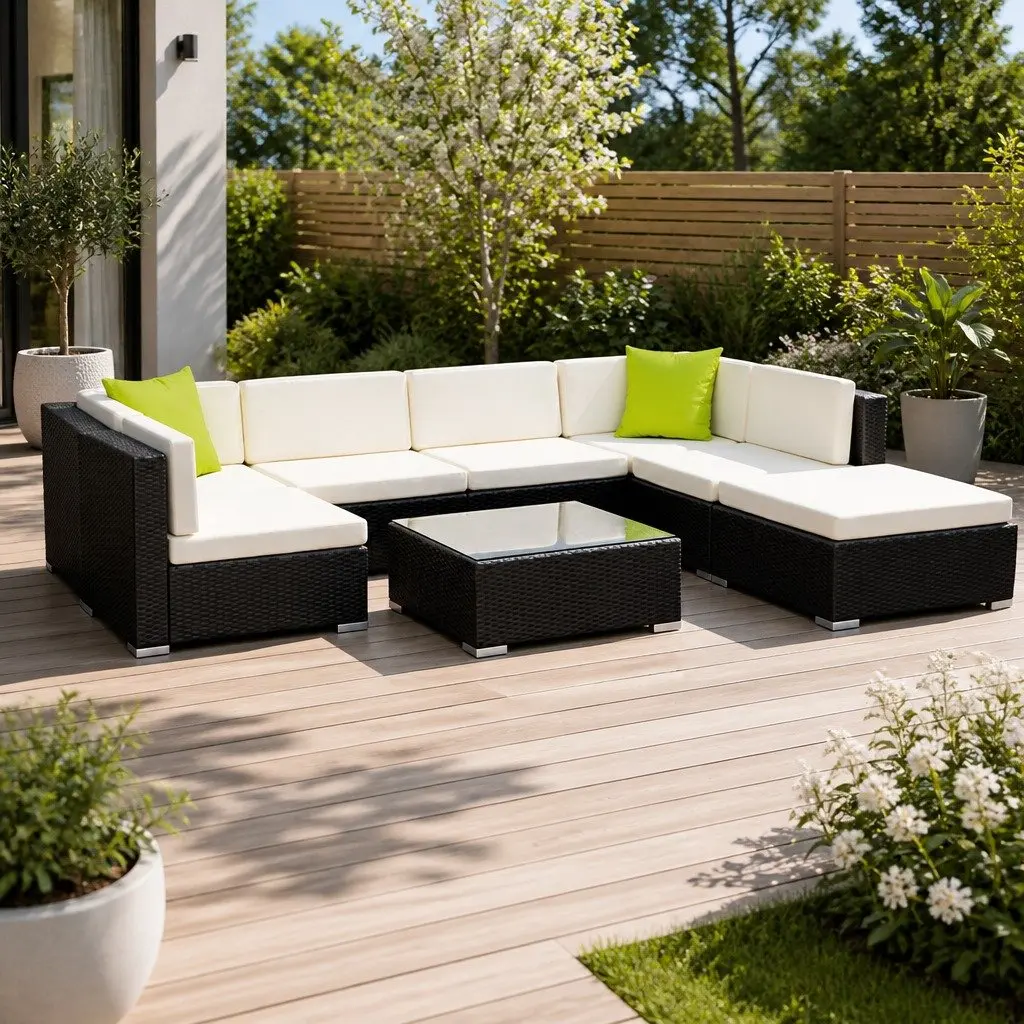 8-Piece Outdoor Sofa Set Black
