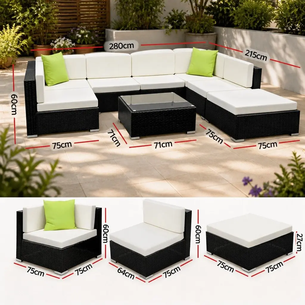 8-Piece Outdoor Sofa Set Black