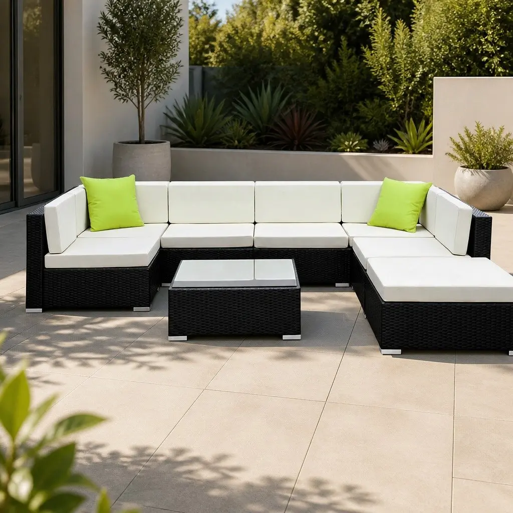 8-Piece Outdoor Sofa Set Black