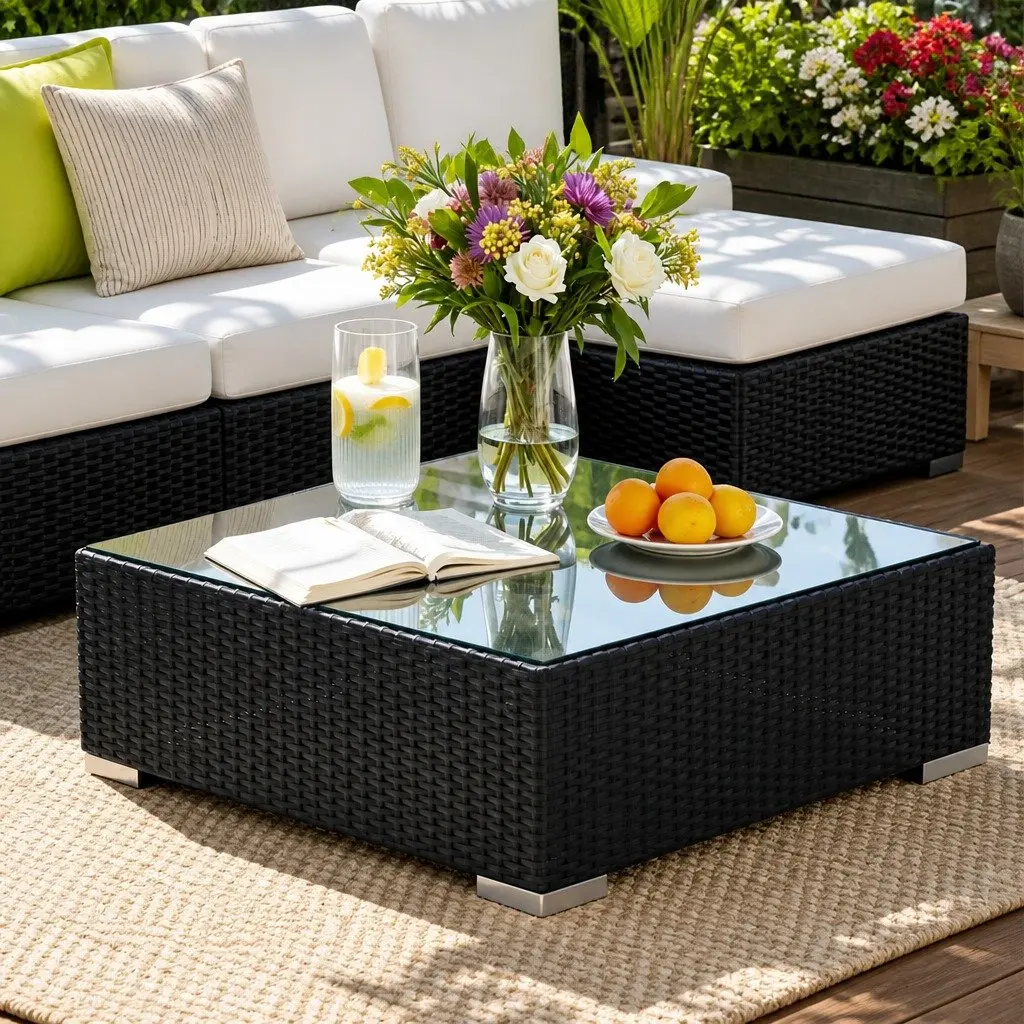 8-Piece Outdoor Sofa Set Black