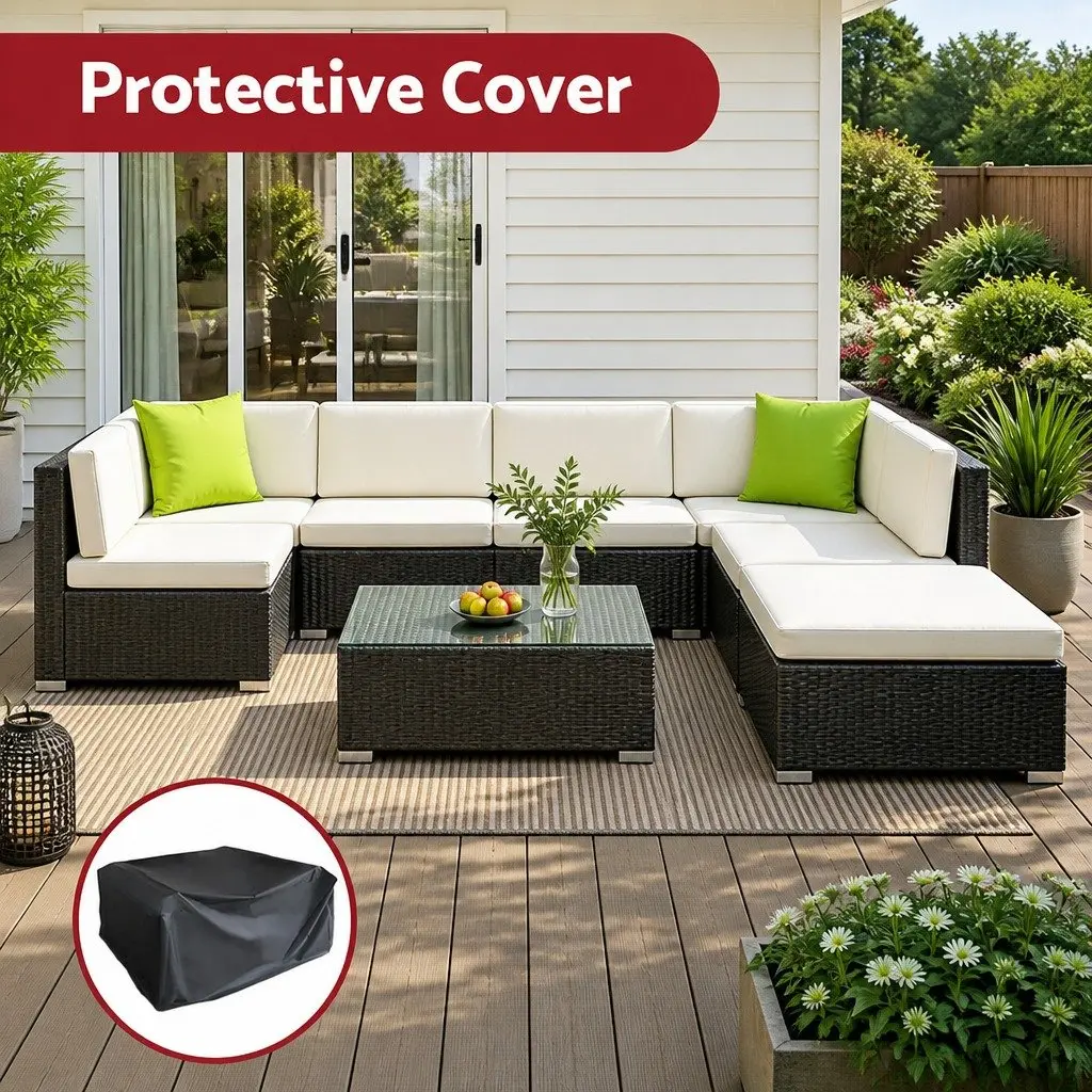 8-Piece Outdoor Sofa Set Black