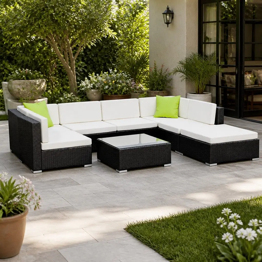 8-Piece Outdoor Sofa Set Black