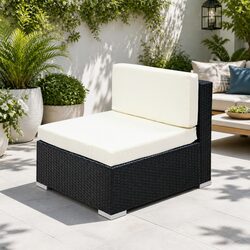 3PC Outdoor Sofa Set Single Chair Lounge Garden Furniture Black