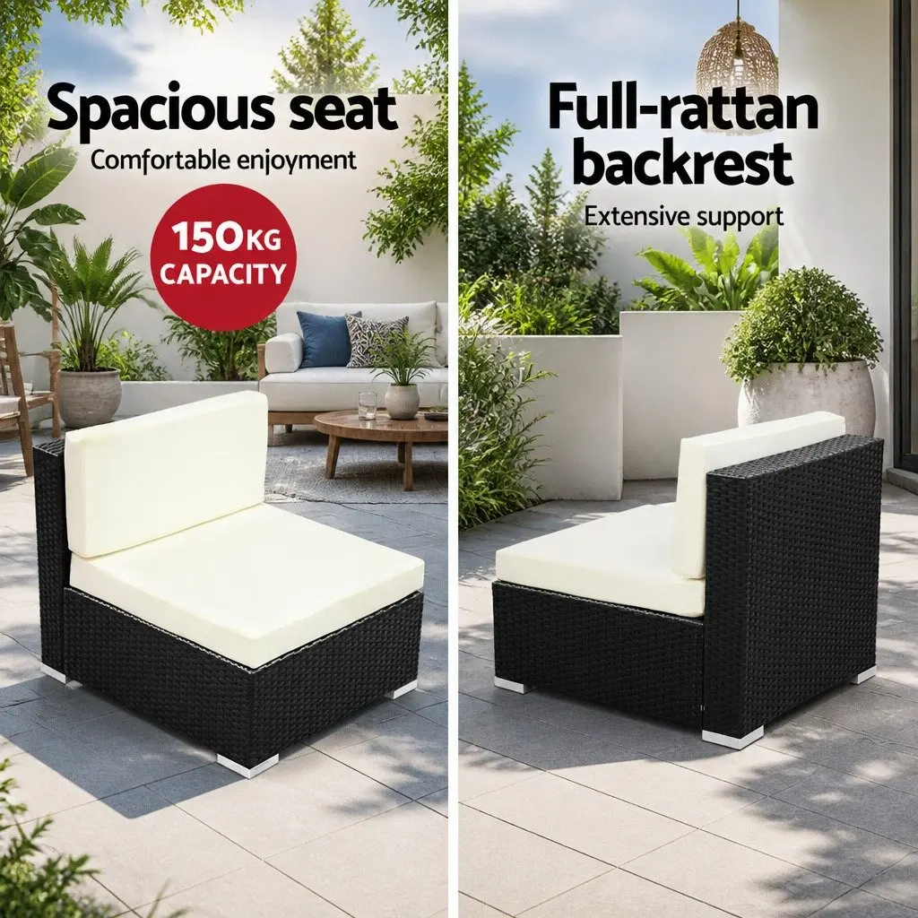 3PC Outdoor Sofa Set Garden Furniture Black