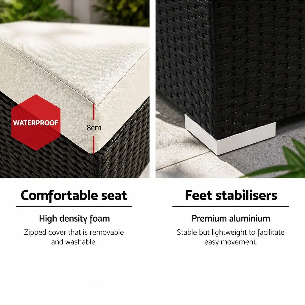 3PC Outdoor Sofa Set Garden Furniture Black