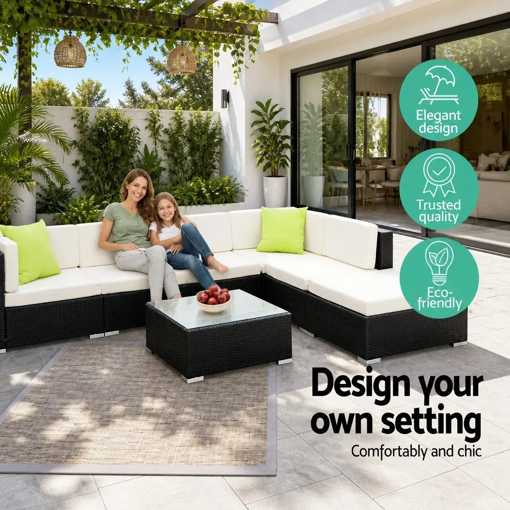 3PC Outdoor Sofa Set Garden Furniture Black