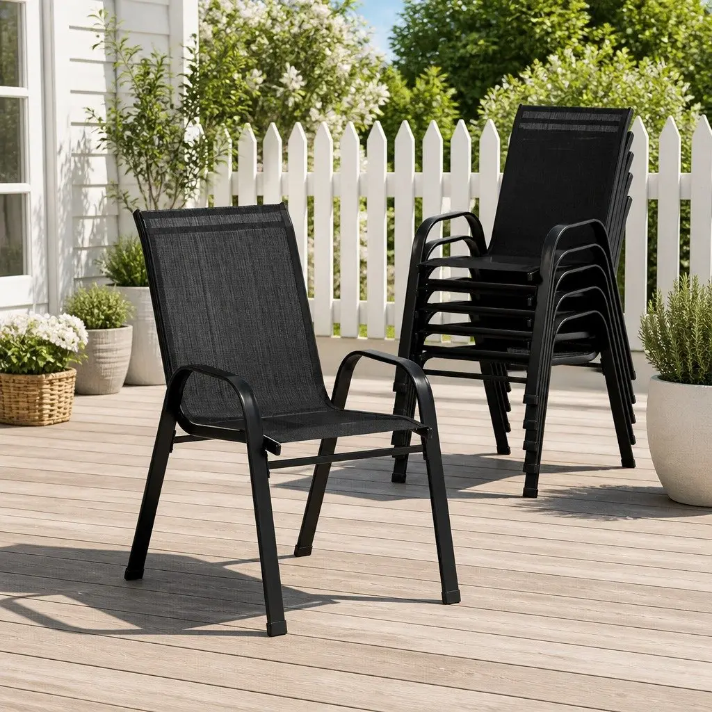 6PC Stackable Outdoor Dining Chairs Set
