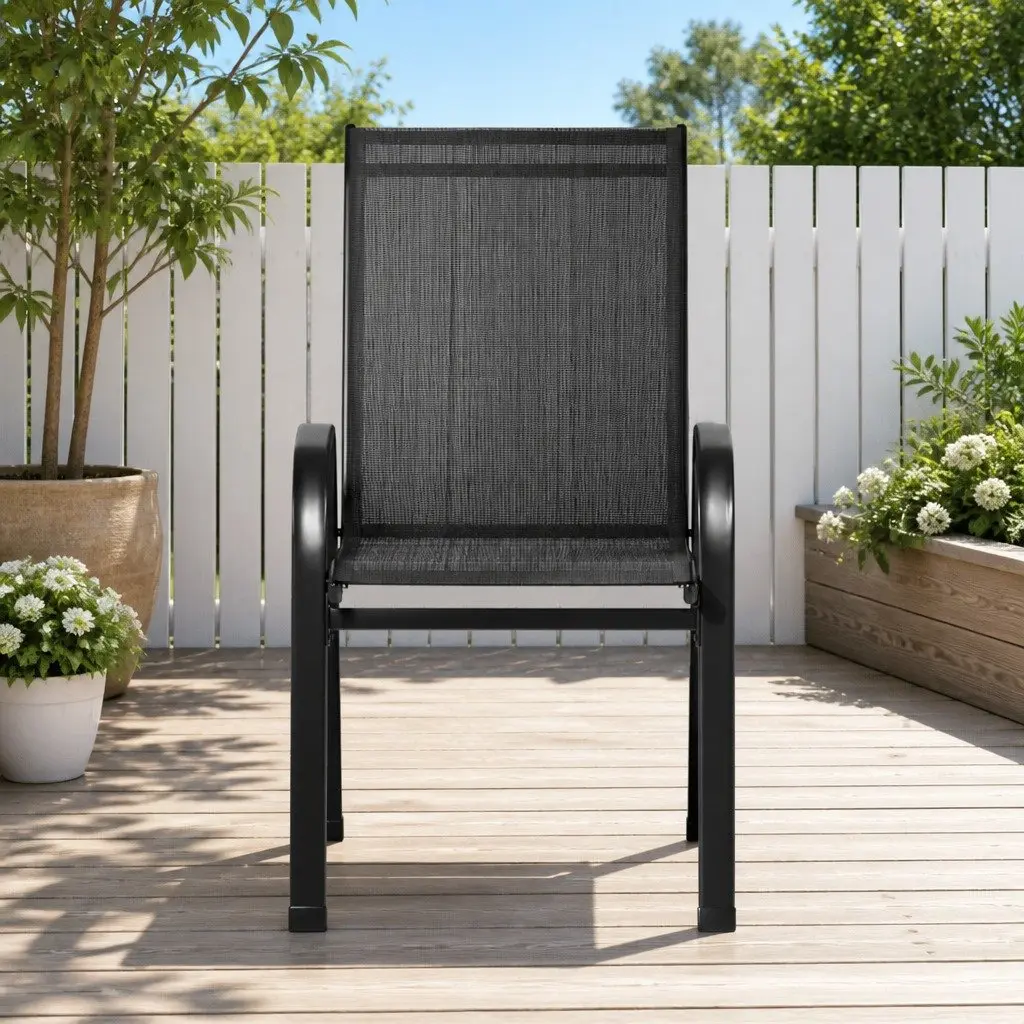 6PC Stackable Outdoor Dining Chairs Set