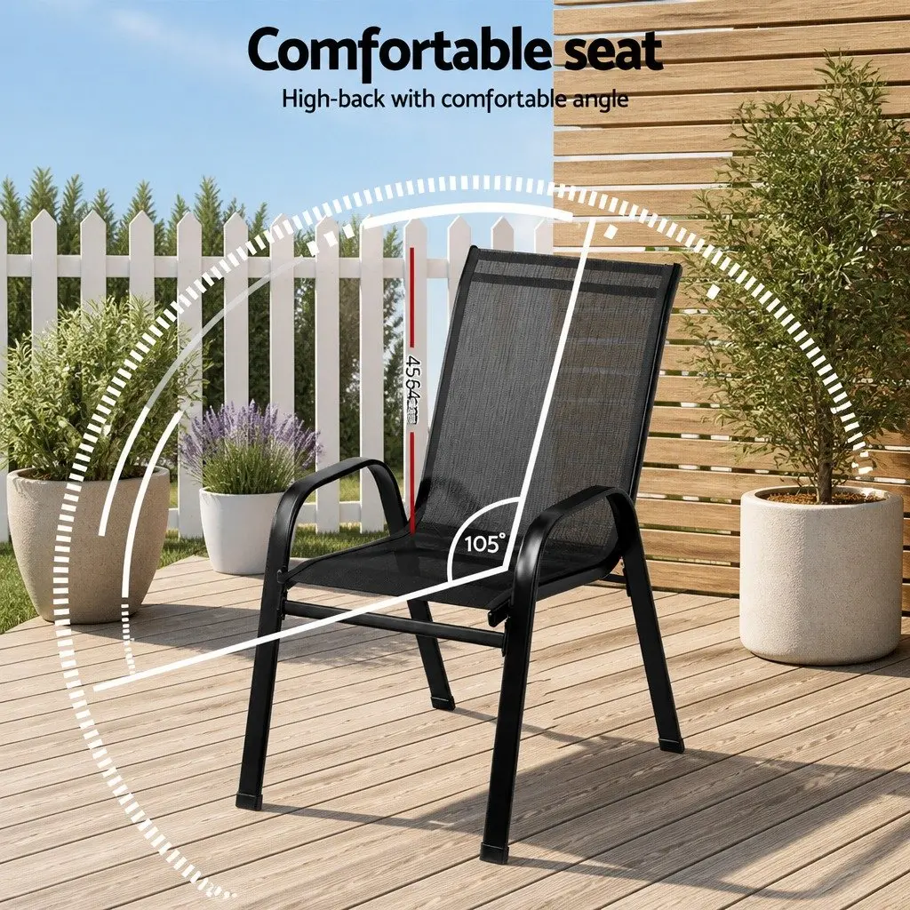6PC Stackable Outdoor Dining Chairs Set