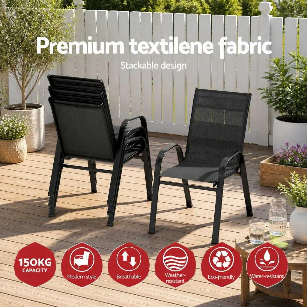 6PC Stackable Outdoor Dining Chairs Set