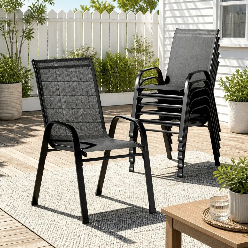 6PC Stackable Outdoor Dining Chairs Set