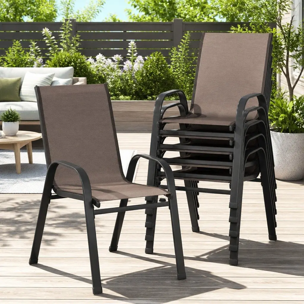 Outdoor Stackable Dining Chairs Set 6PC
