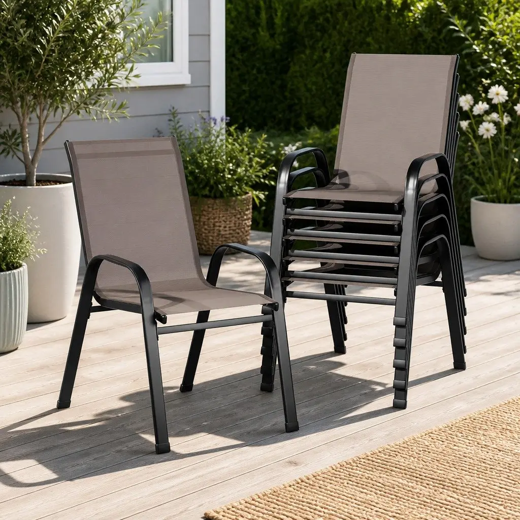Outdoor Stackable Dining Chairs Set 6PC