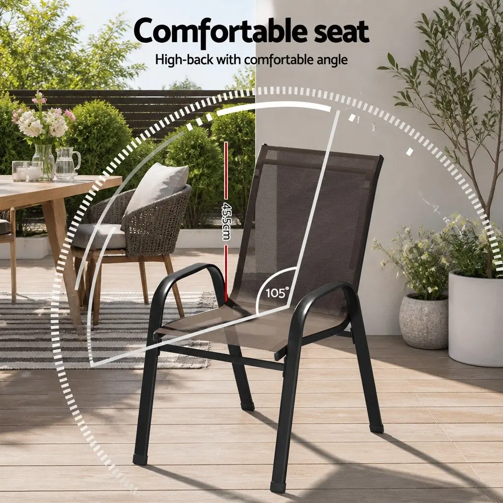 Outdoor Stackable Dining Chairs Set 6PC