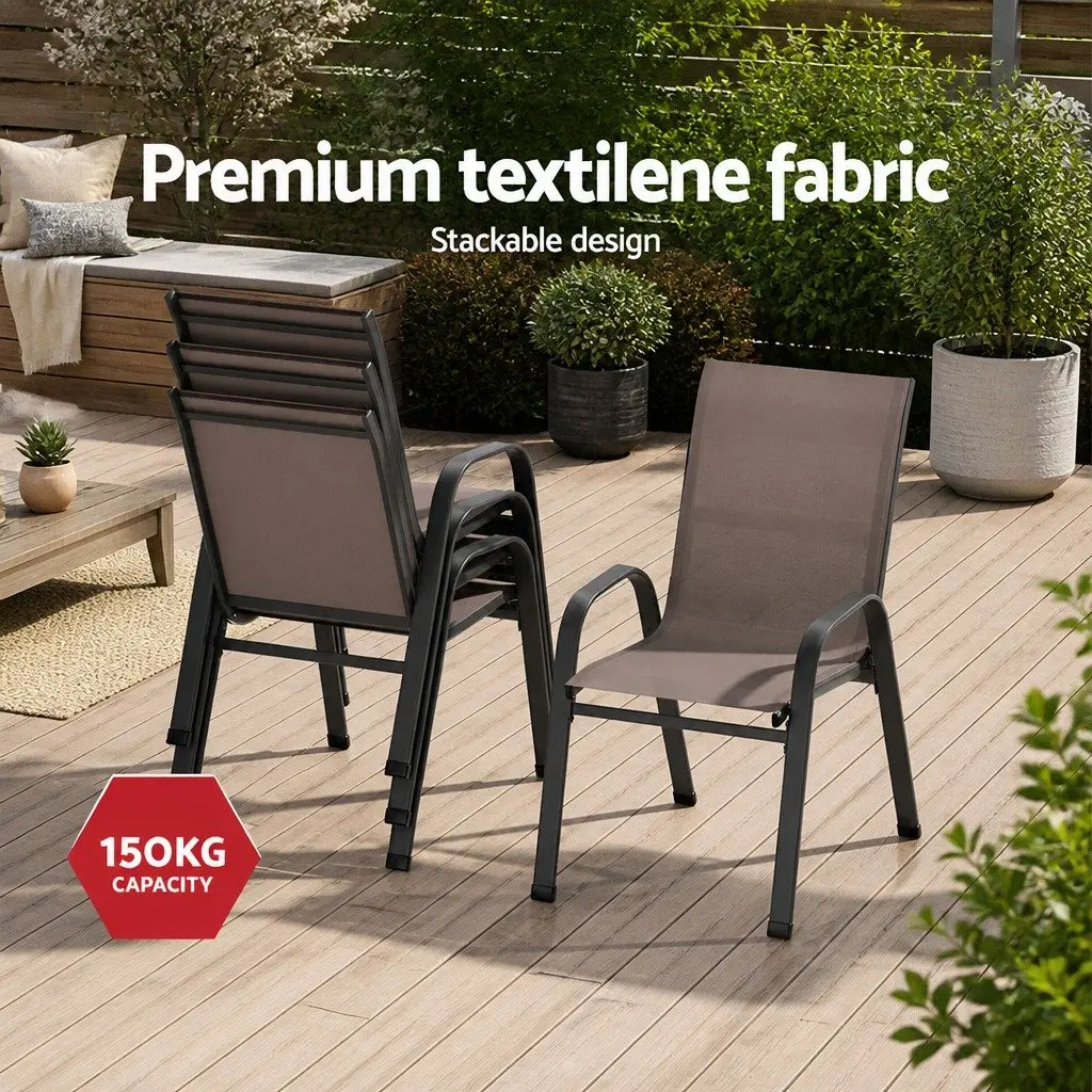 Outdoor Stackable Dining Chairs Set 6PC