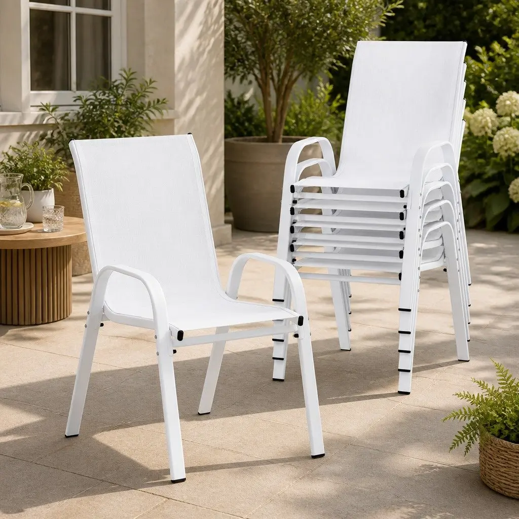 6PC Stackable Outdoor Dining Chairs