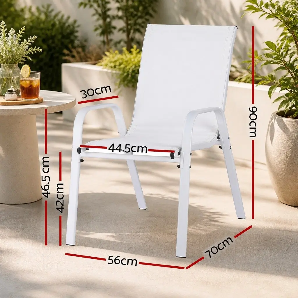 Outdoor Dining Chairs Set 6PC Patio Lounge Furniture White Steel Frame
