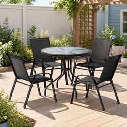 Specifications of Black Outdoor Dining Set with 4 Chairs