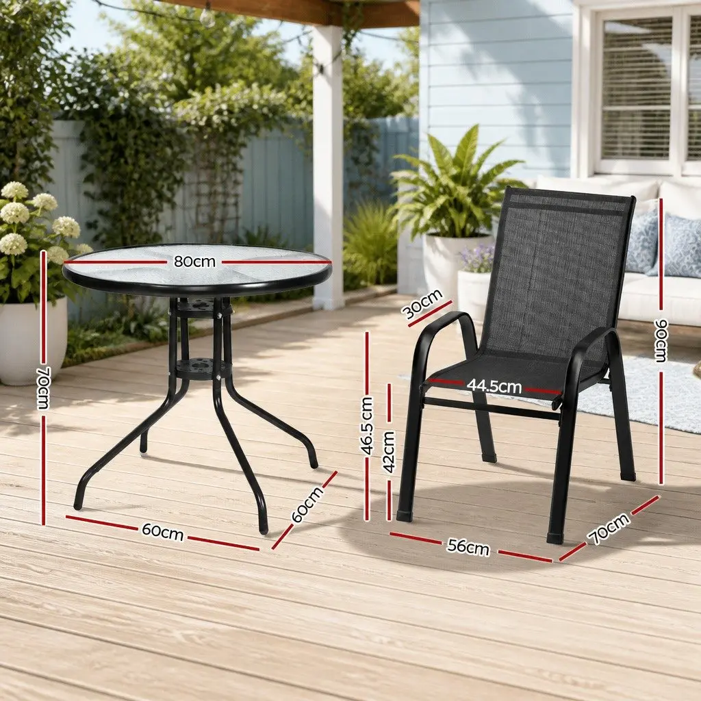 Outdoor Dining Set Table and 4 Stackable Chairs Patio Garden Bistro Furniture