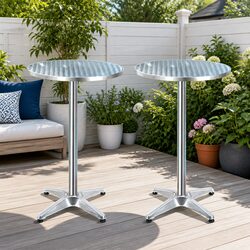 Outdoor Bar Table Set: 2 Round Tables, Adjustable Height