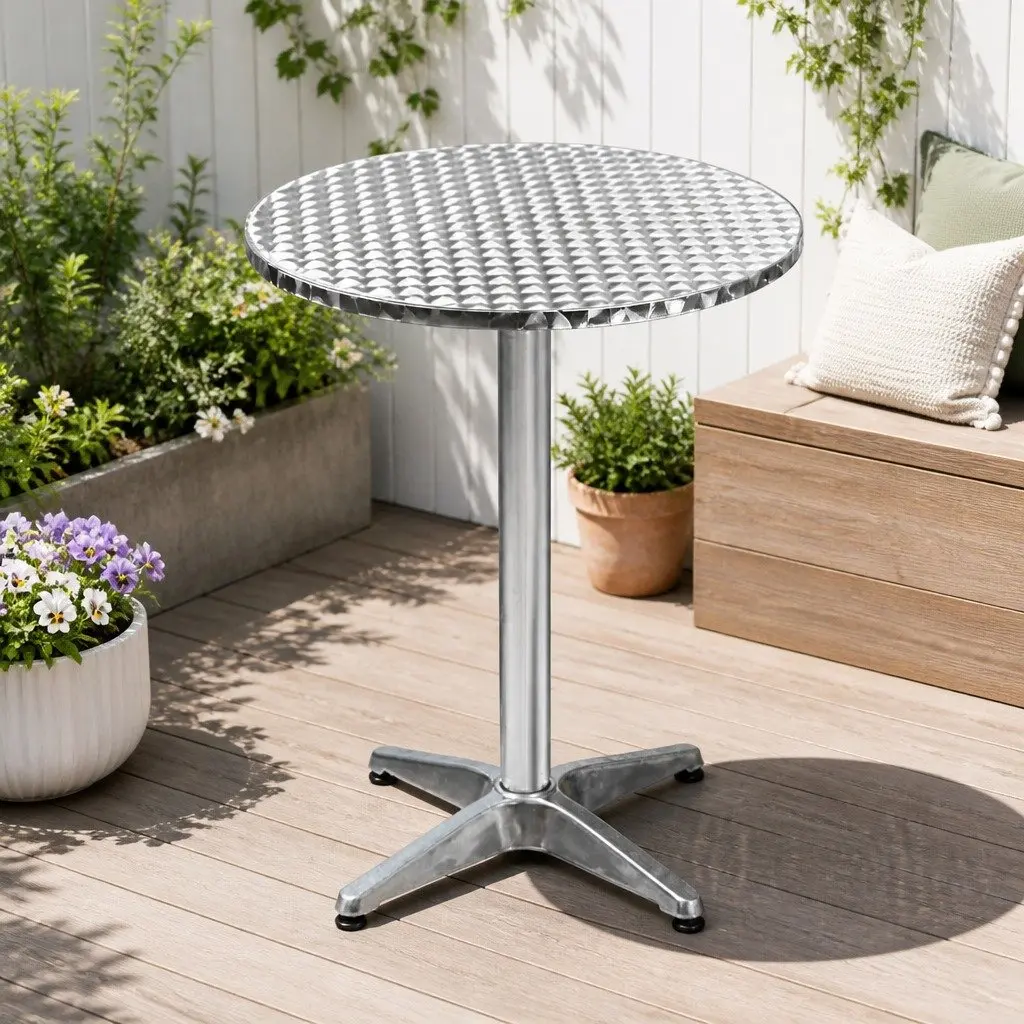 Outdoor Bar Table Set for Patio Garden Poolside Adjustable Height 70cm 110cm Foldable Portable