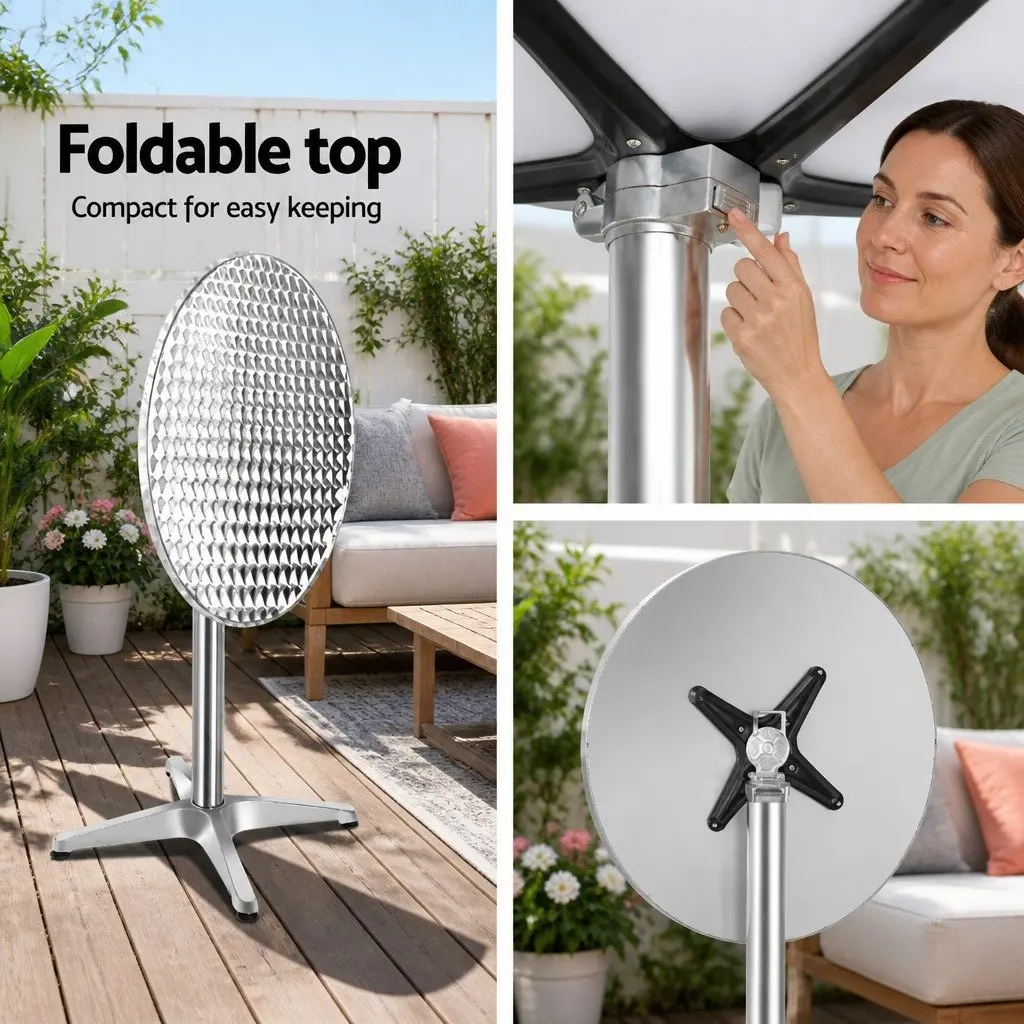 Outdoor Bar Table Set for Patio Garden Poolside Adjustable Height 70cm 110cm Foldable Portable