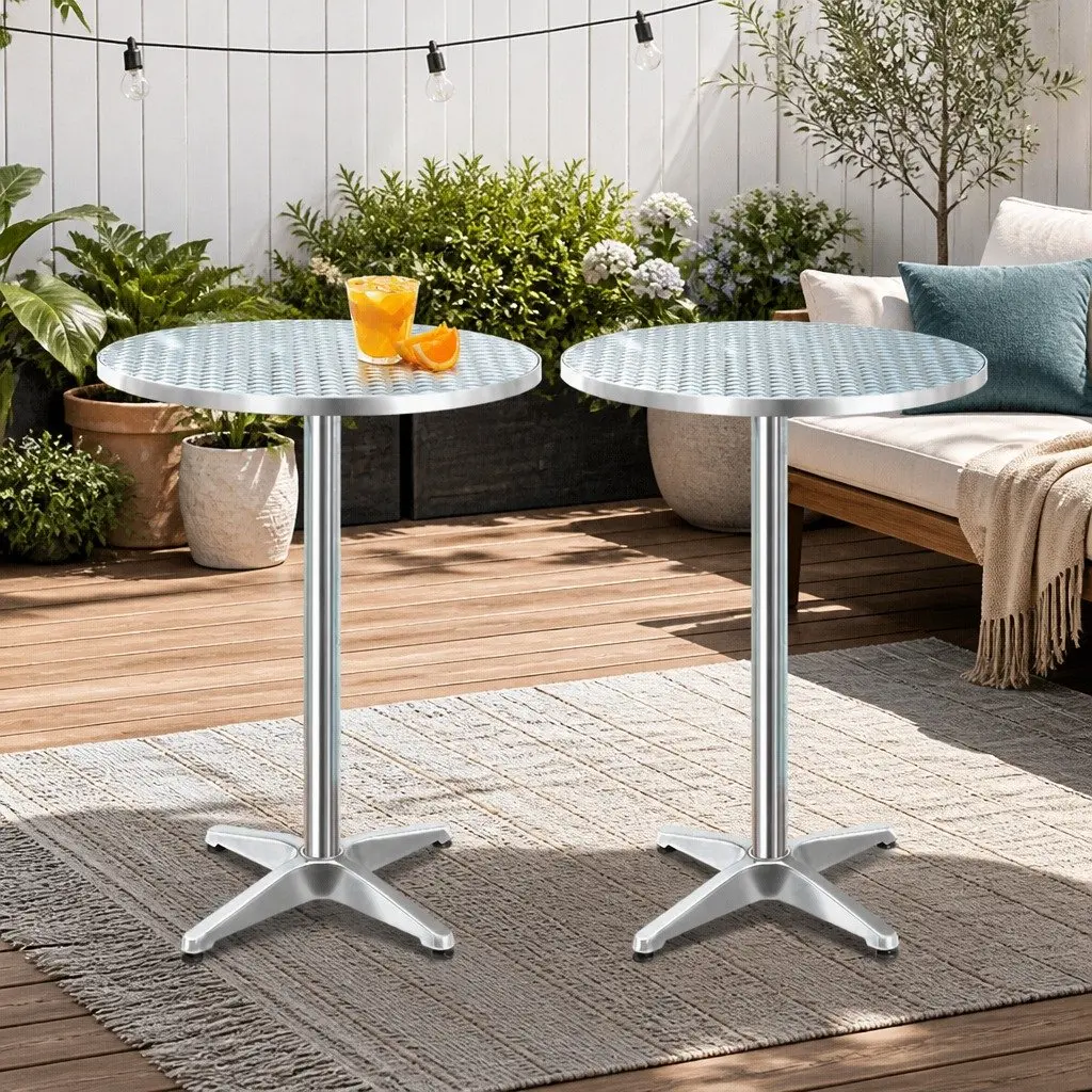 Outdoor Bar Table Set for Patio Garden Poolside Adjustable Height 70cm 110cm Foldable Portable