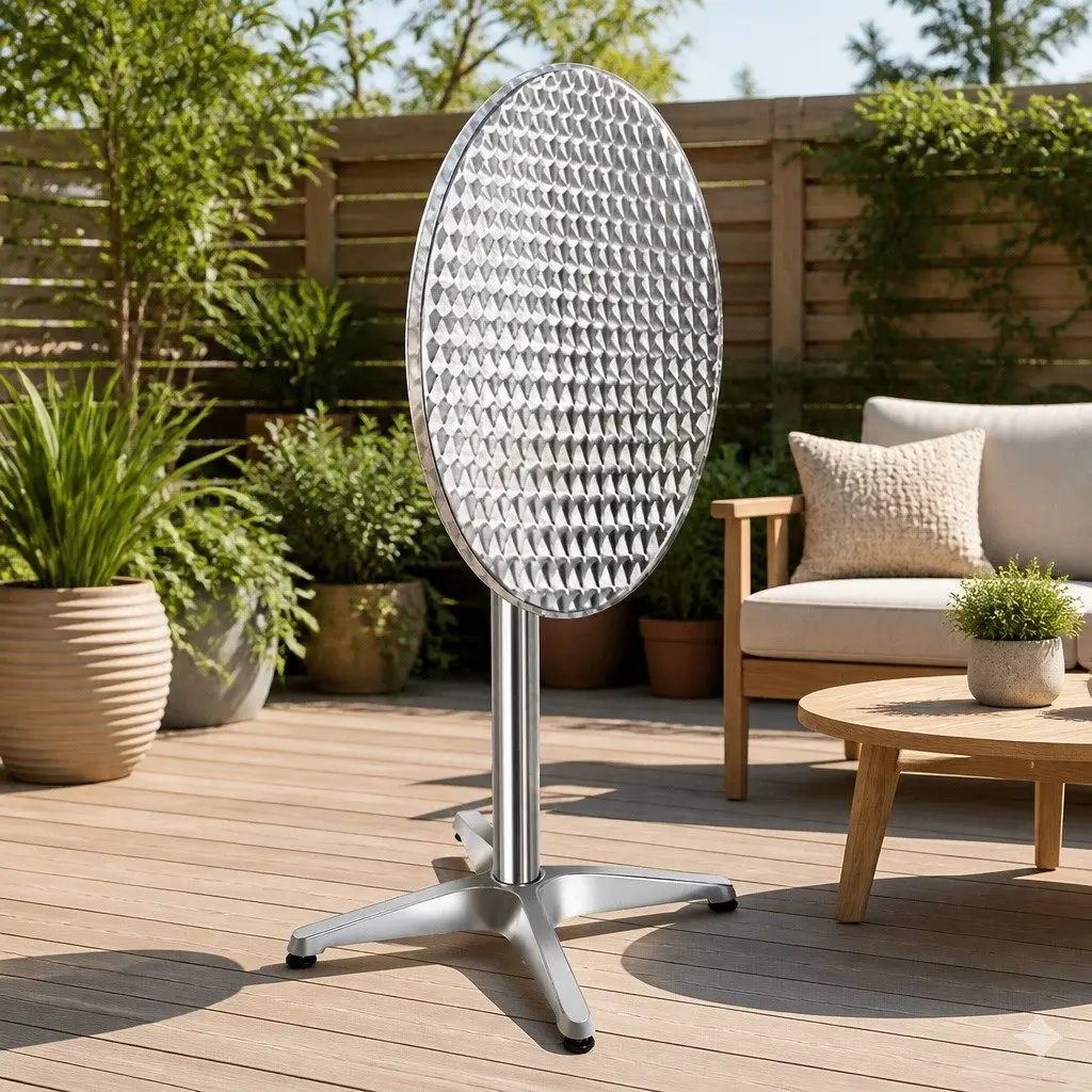 Round Outdoor Bar Tables Set of 6 Adjustable Height 70cm 110cm Foldable Patio Furniture