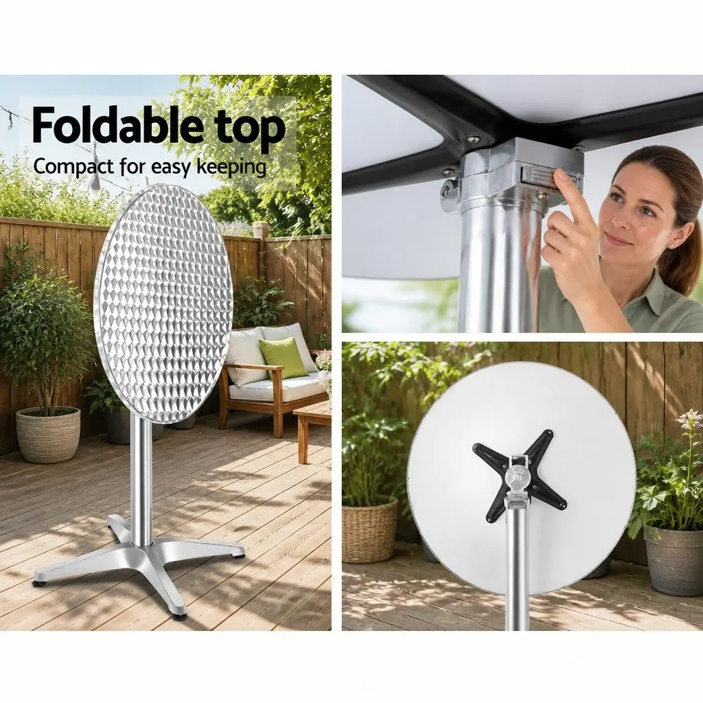 Round Outdoor Bar Tables Set of 6 Adjustable Height 70cm 110cm Foldable Patio Furniture