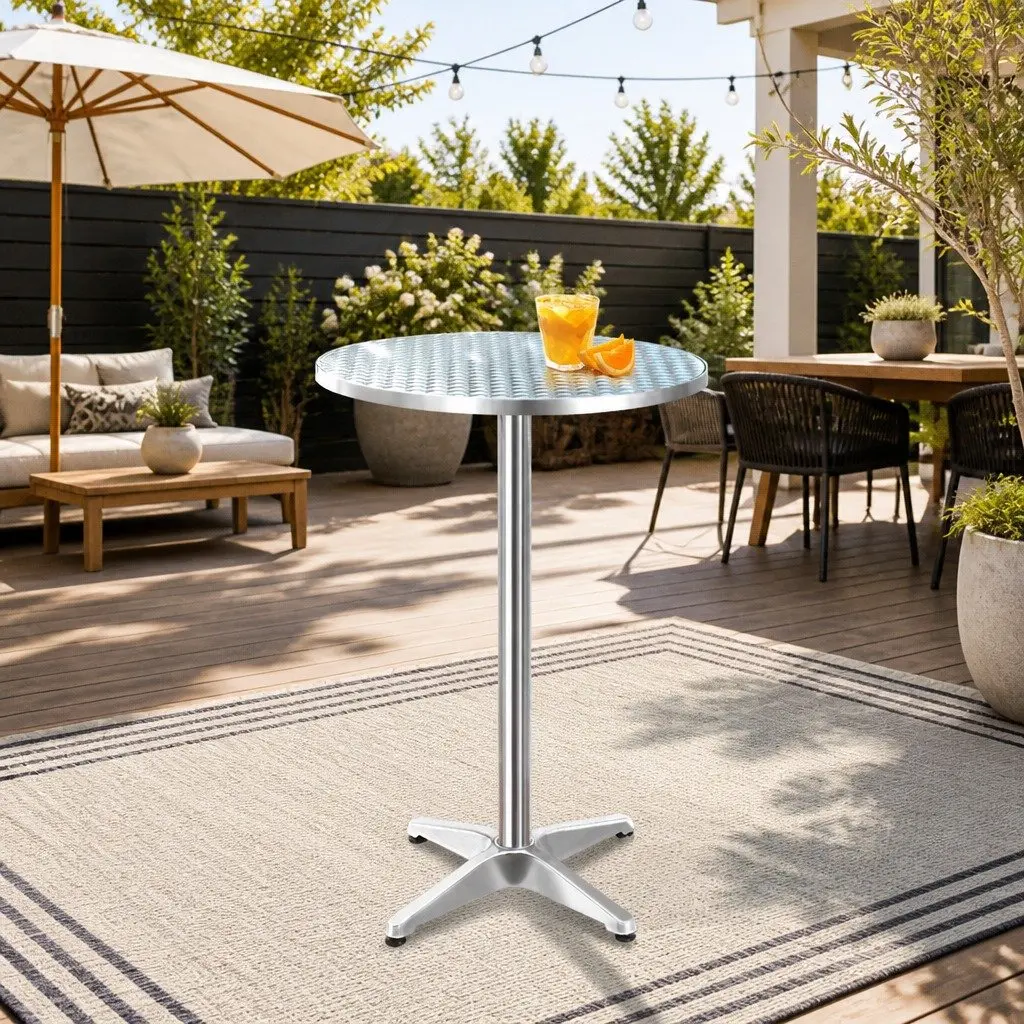 Round Bar Table Adjustable Height Foldable Outdoor Indoor Aluminium Stainless