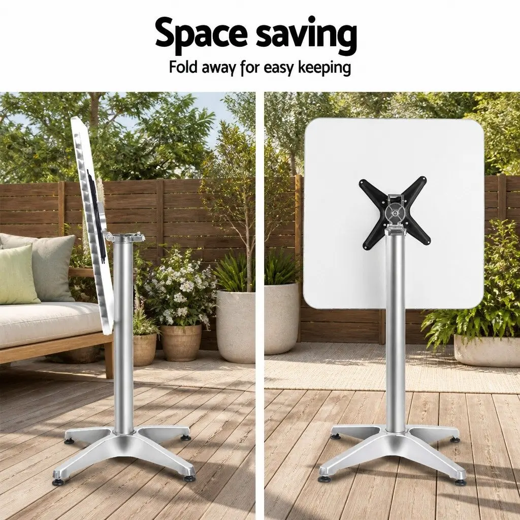 Outdoor Bar Table Adjustable Height 70cm 110cm Square Foldable Patio Dining
