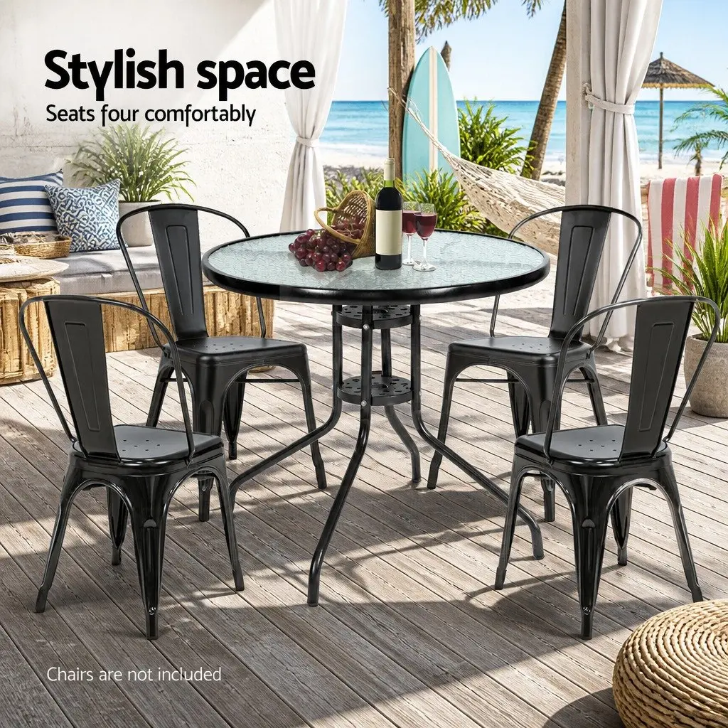 Black Outdoor Bar Table with Parasol Hole