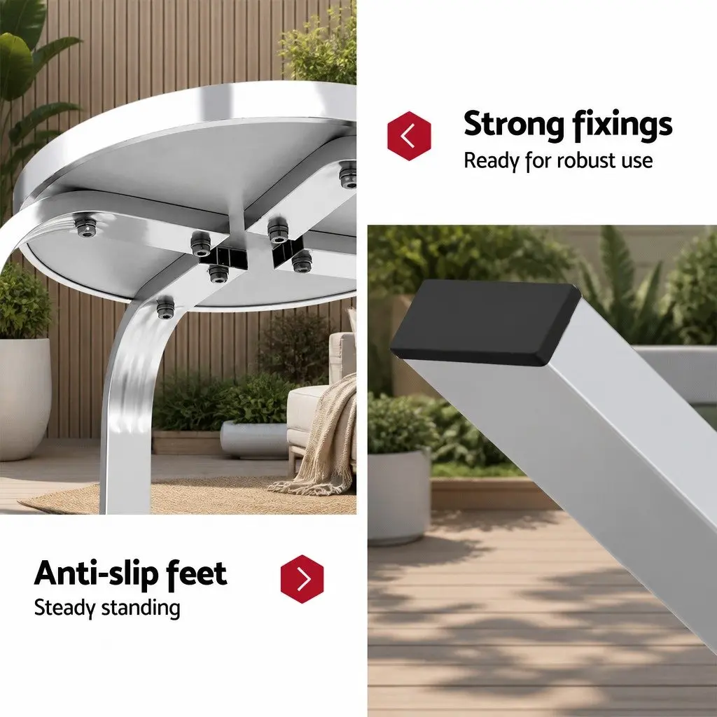 Outdoor Bar Set 3 Piece Bistro Table Round Stools Height Adjustable