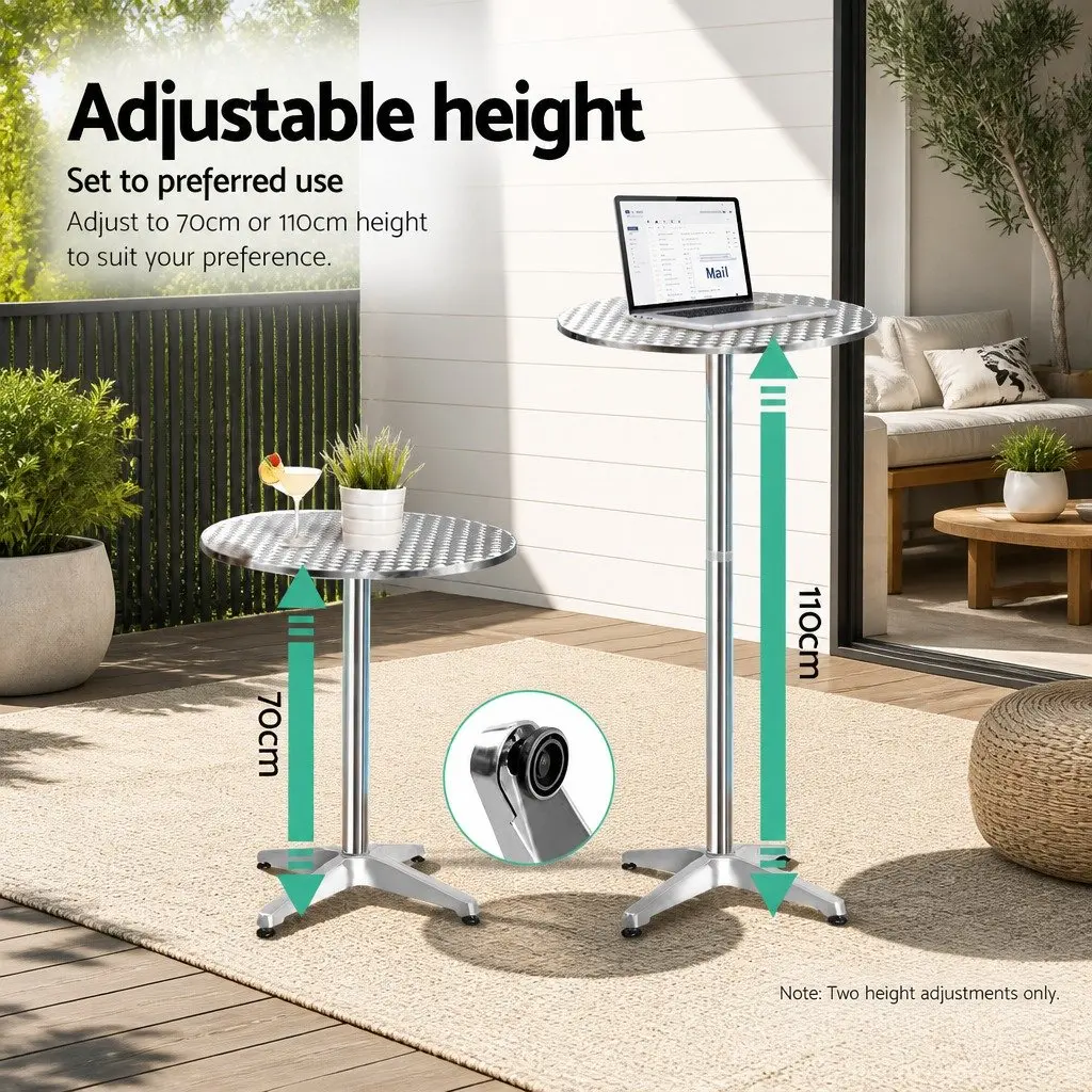 Outdoor Bar Set 3 Piece Bistro Table Round Stools Height Adjustable