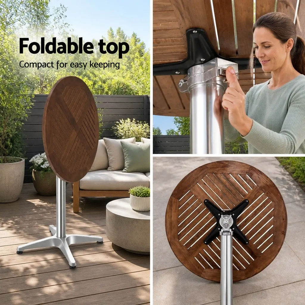 3-Piece Outdoor Bar Set with Adjustable Table and Stools Silver