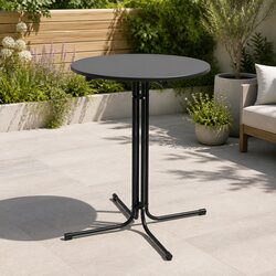 Round Bar Table: 80cm Top, 109cm Tall, Steel Frame