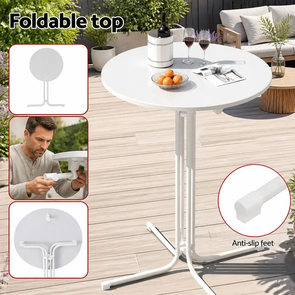 Round Folding Bar Table Outdoor Indoor 80cm Diameter 109cm High