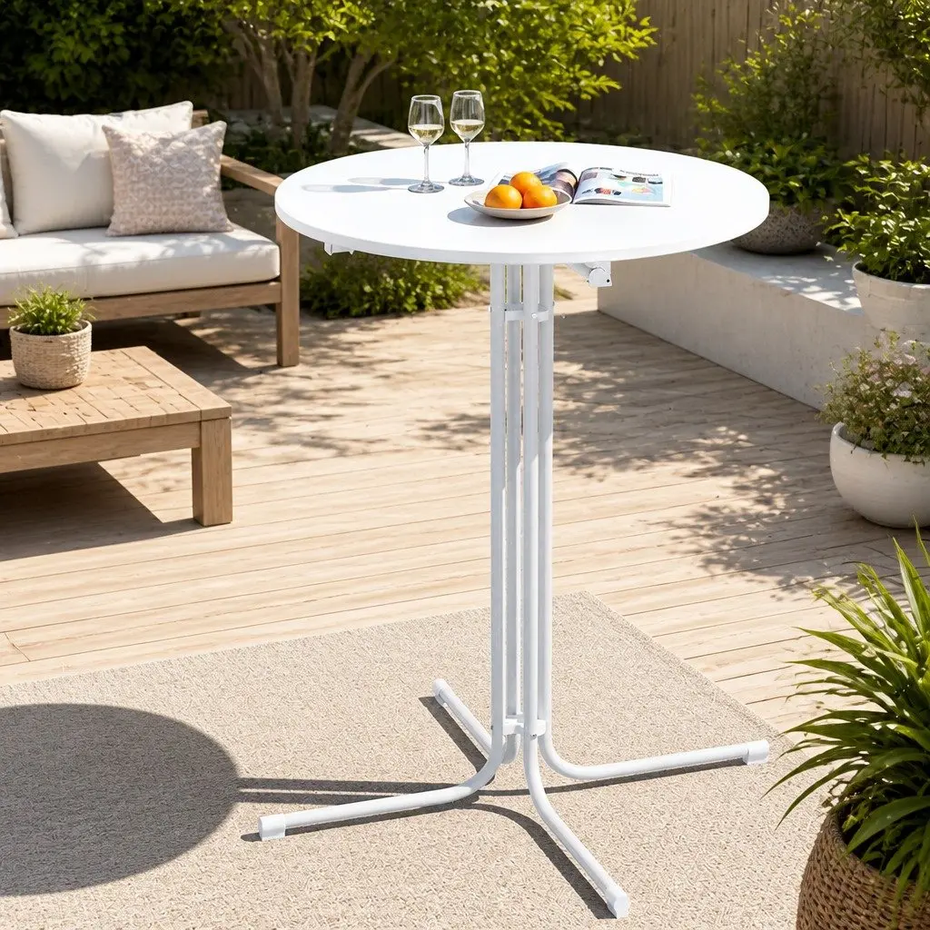 Round Folding Bar Table Outdoor Indoor 80cm Diameter 109cm High